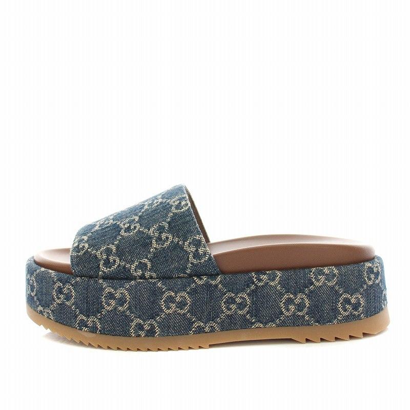 GUCCI ウィメンズ プラットフォームサンダル GUCCI（グッチ） ウィメンズプラットフォームスライドサンダル デニム