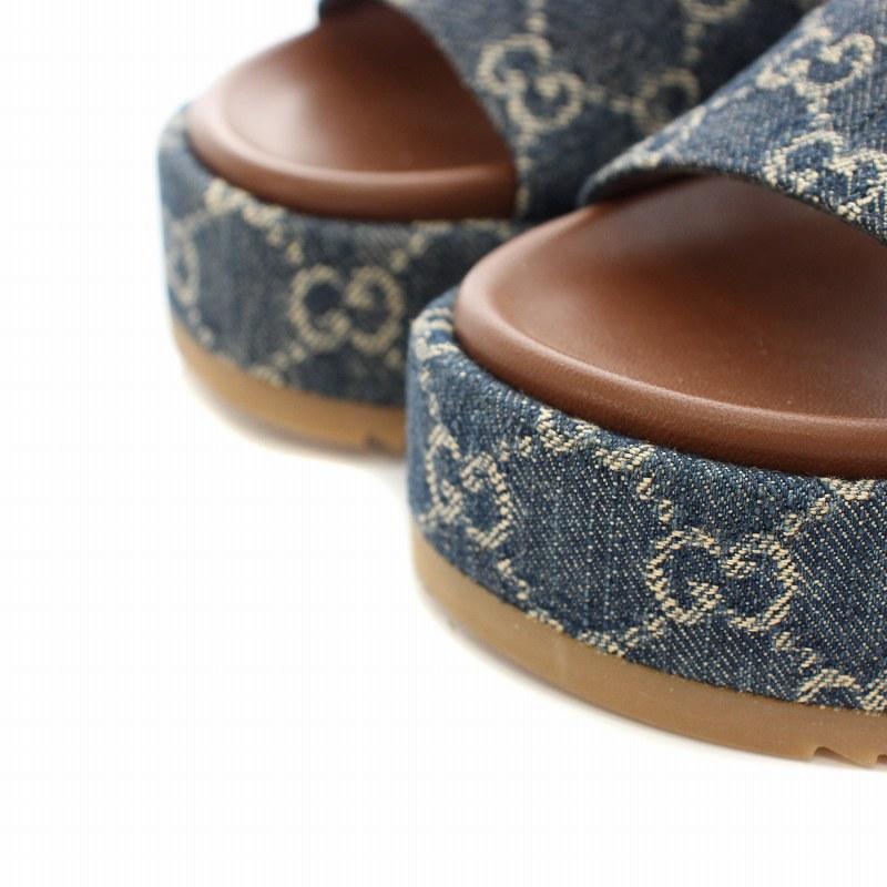 GUCCI（グッチ） ウィメンズプラットフォームスライドサンダル デニム