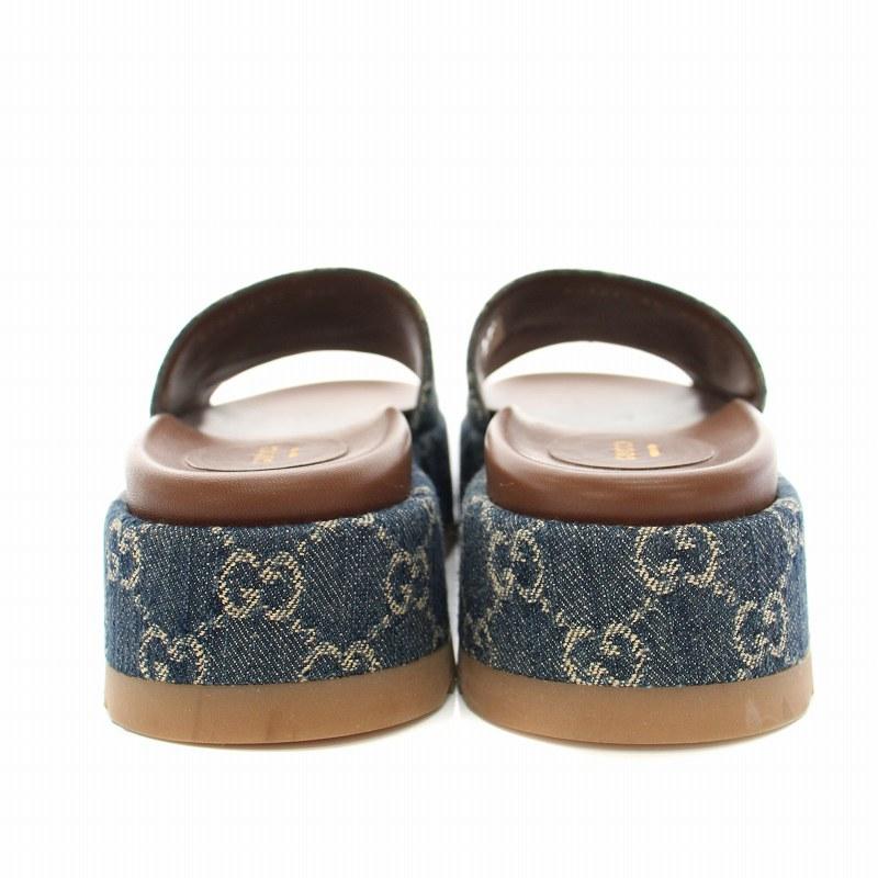 GUCCI（グッチ） ウィメンズプラットフォームスライドサンダル デニム 