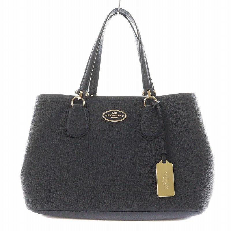 COACH コーチ ハンドバッグ ロゴ レザー 紺 ネイビー F34563