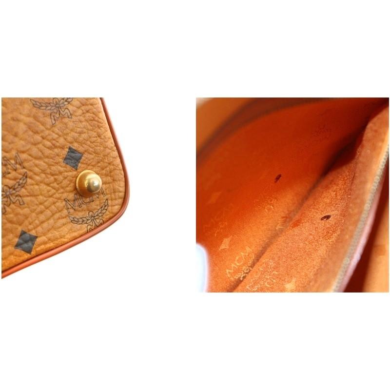MCM エムシーエム ハンドバッグ ミニボストン ブラウン ボストンバッグ ハンドバッグ レザー ヴィセトス ロゴ 白