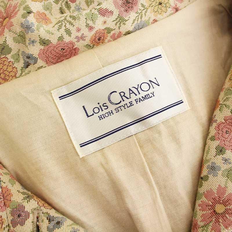 ロイスクレヨン ゴブラン織り ジャケット コート 花柄 ボタン M ロイスクレヨン Lois CRAYON ゴブラン織りコート 花柄 アウター M