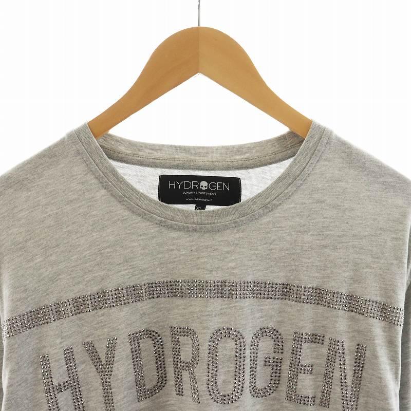 ハイドロゲン HYDROGEN Tシャツ カットソー 長袖 ロゴ ラインストーン 