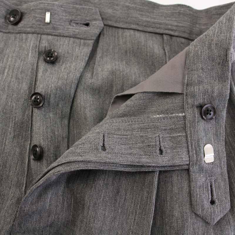 【中古】カンタータ CANTATE テーパードパンツ スラックス タック ボタンフライ ストレッチ ウール 46 グレー カンタータ CANTATE テーパードパンツ スラックス タック ボタンフライ