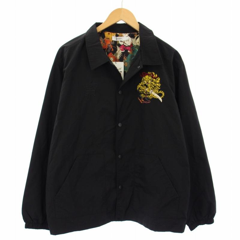 グラニフ graniph 石黒亜矢子 コーチジャケット 寅 刺繍 M 黒