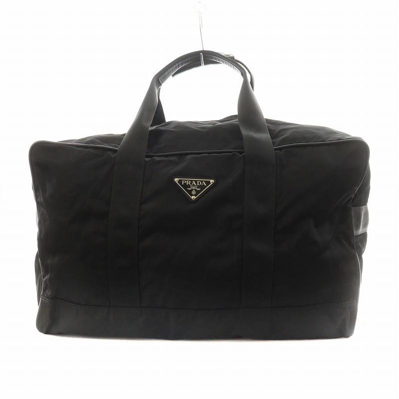 プラダ　ボストンバッグ　トライアングルロゴ　レザー　ナイロン　ブラック PRADA プラダ トライアングルロゴ 三角ロゴ ボストンバッグ