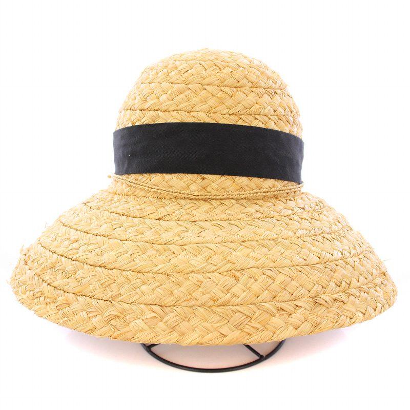 【中古】ヘレンカミンスキー HELEN KAMINSKI Helen5 ヘレン5 麦わら帽子 ストローハット リボン ベージュ 黒 ヘレンカミンスキー HELEN KAMINSKI Helen5 ヘレン5 麦わら帽子