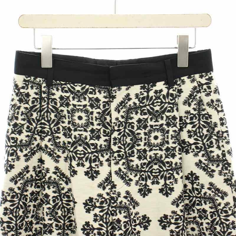 【中古】トゥモローランド ビー 23SS ワイドパンツ ジップフライ 刺繍 総柄 36 白 黒 48-04-31-04004 レディース トゥモローランド TOMORROWLAND ビー .B 23SS ワイドパンツ ジップ