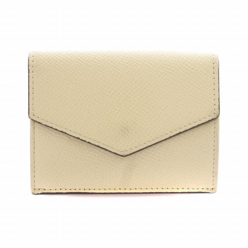 Bonaventura 三つ折り財布 グレージュ×イエロー　箱あり BONAVENTURA｜スモールウォレット シュリンクレザー / ミニ財布