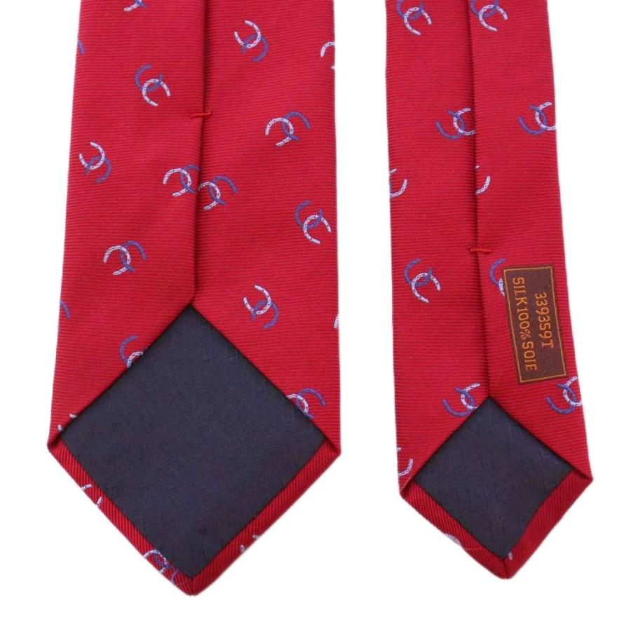 エルメス　HERMES ネクタイ　赤 HERMES（エルメス） ネクタイ レギュラータイ シルク 総柄 ロゴ 赤