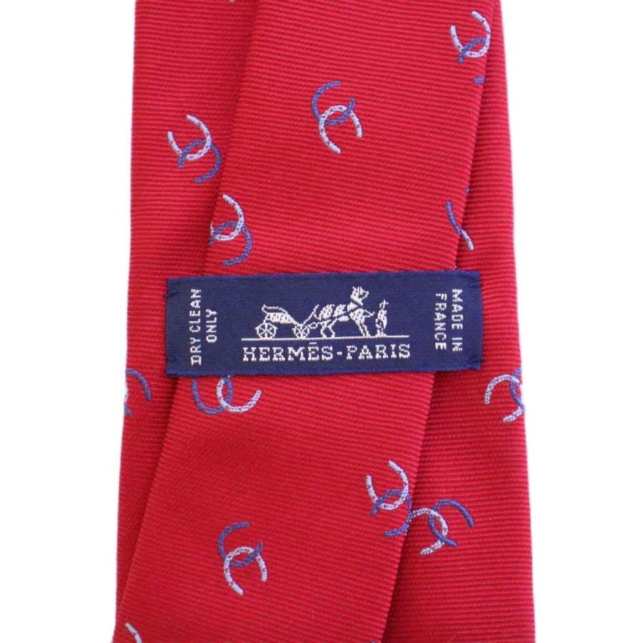 HERMES（エルメス） ネクタイ レギュラータイ シルク 総柄 ロゴ 赤