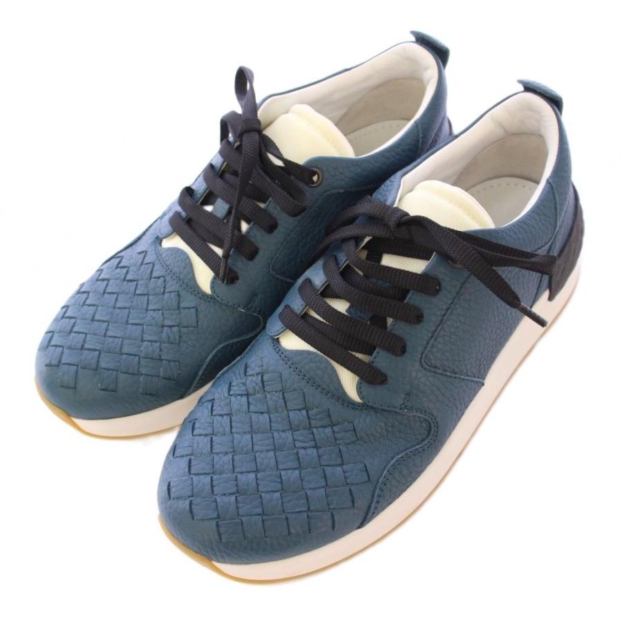 ボッテガ　ネイビー スエード モカシン 編み込みデザイン　26㎝ ボッテガ ネイビー スエード モカシン 編み込みデザイン 26㎝