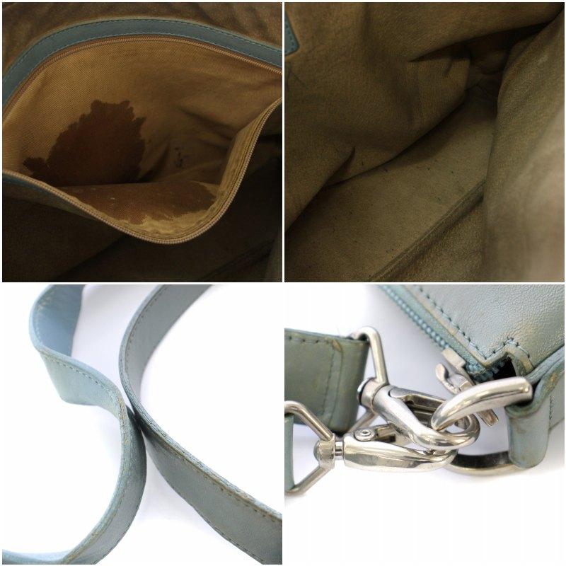 ヒロフ HIROFU ショルダーバッグ ハンドバッグ 2WAY レザー 水色 /TK