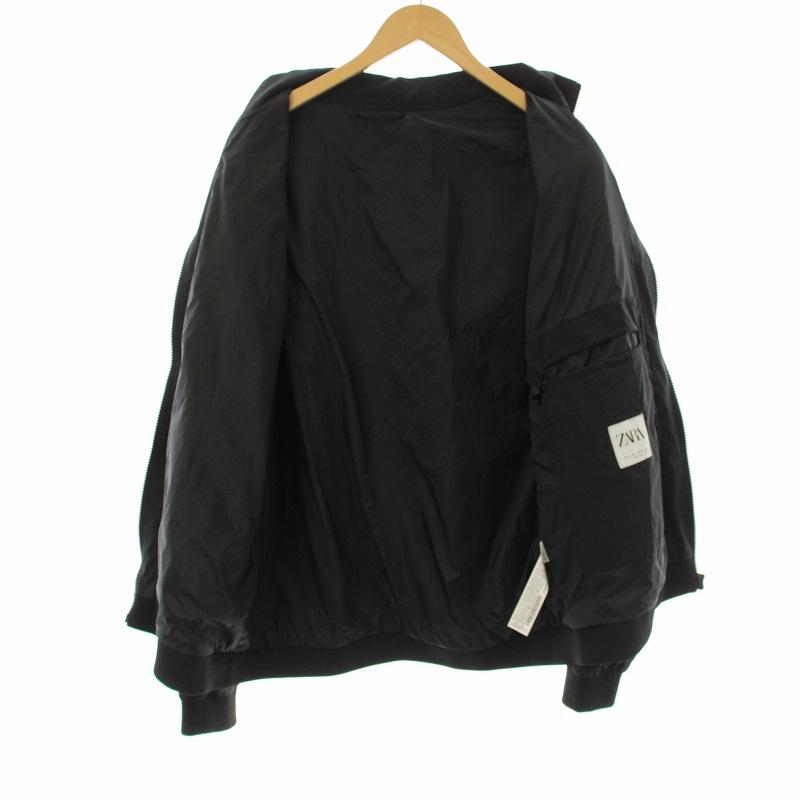 ZARA（ザラ） ナイロンジャケット ブルゾン ジップアップ XL 黒