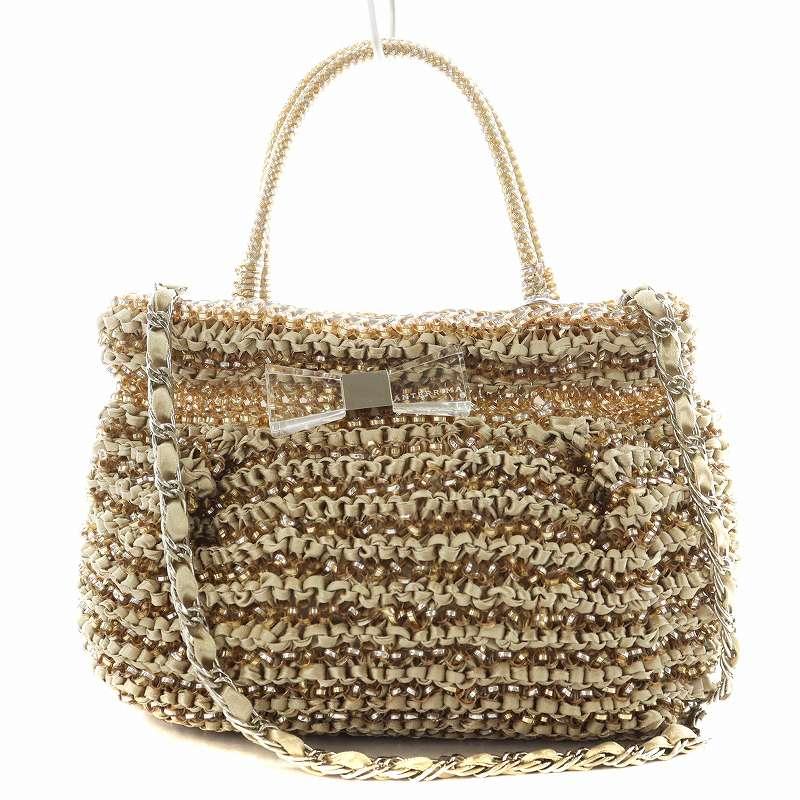 【アンテプリマ】ワイヤーバッグ ショルダー 2way リボン チェーン ゴールド アンテプリマ】ワイヤーバッグ ショルダー 2way リボン チェーン