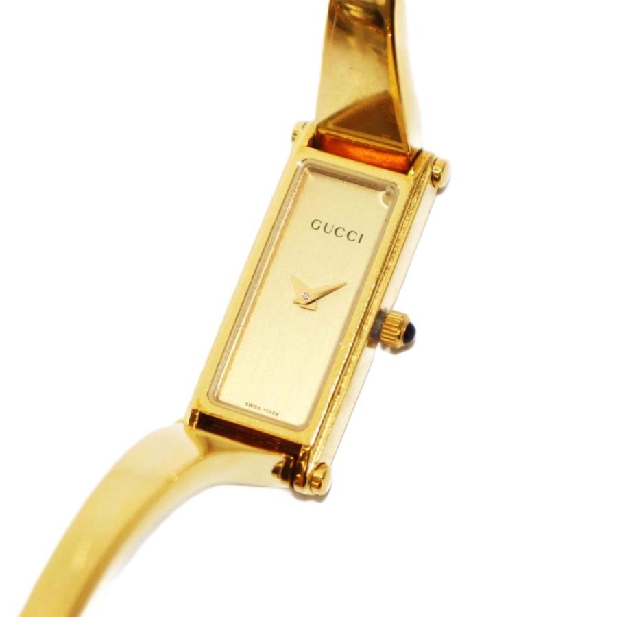 Gucci ゴールド 1500Ｌ　バングルウォッチ　腕時計 中古 美品 GUCCI 1500L ゴールドカラー バングルウォッチ 元箱付