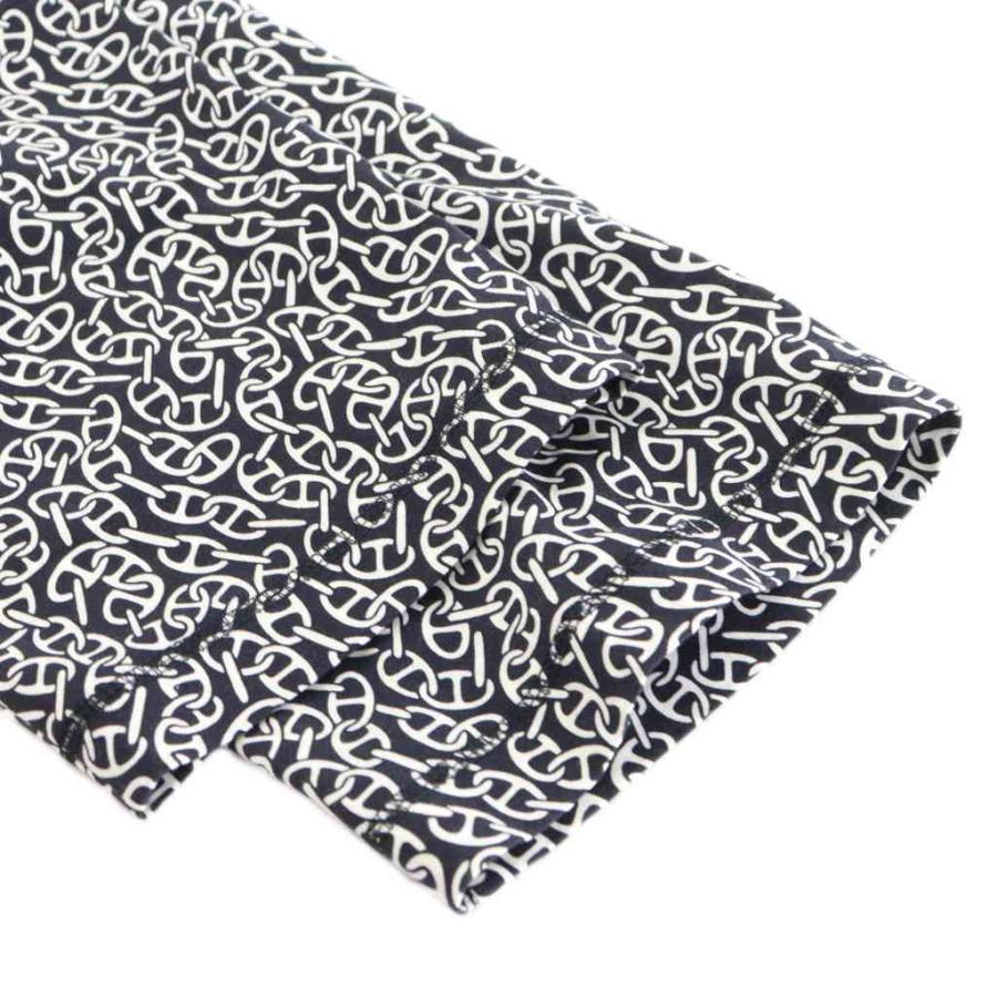 【中古】エルメス HERMES 24SS ナウサ シェーヌダンクル Naoussa Chaine Tシャツ カットソー 長袖 総柄 34 黒 白 HERMES（エルメス） HERMES 24SS ナウサ シェーヌダンクル Naoussa