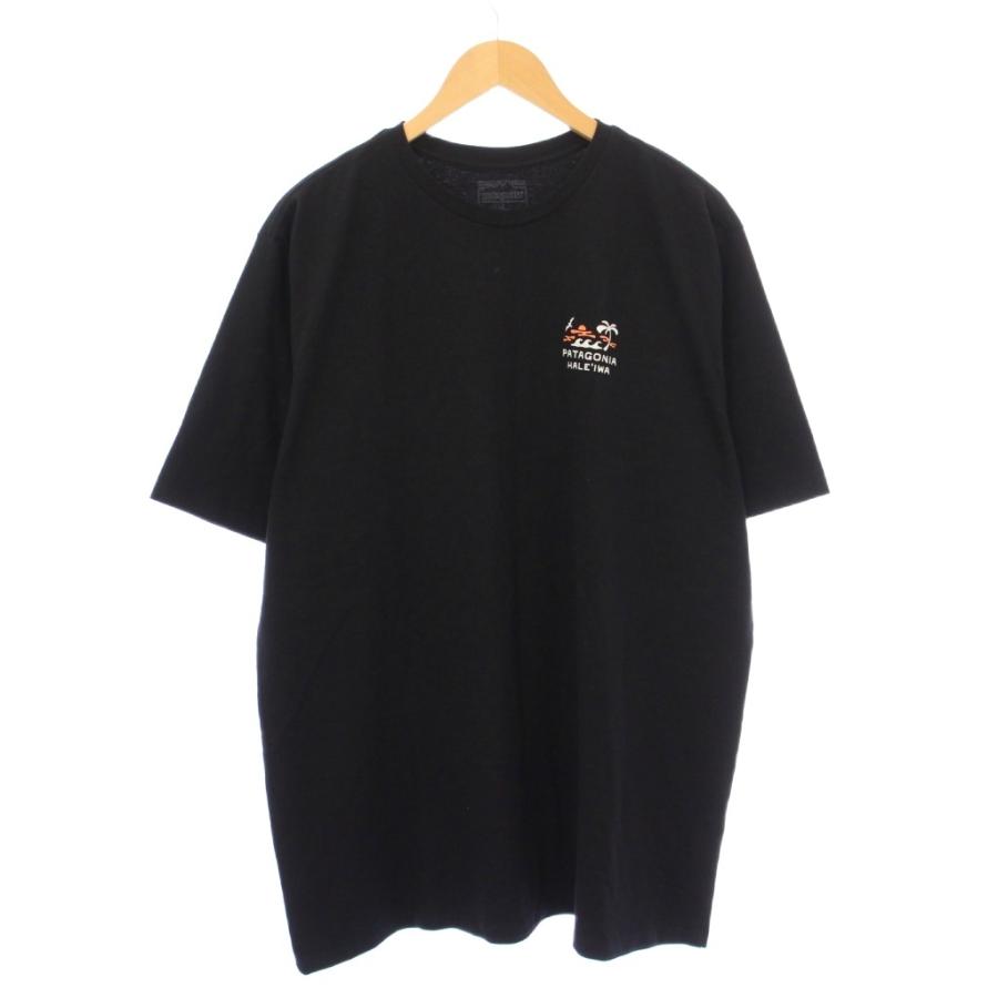 【中古】未使用品 パタゴニア ハレイワ限定 リーフウィンズレスポンシビリティTシャツ 半袖 クルーネック ロゴ 黒 未使用品 パタゴニア ハレイワ限定 リーフウィンズレスポンシビリティT