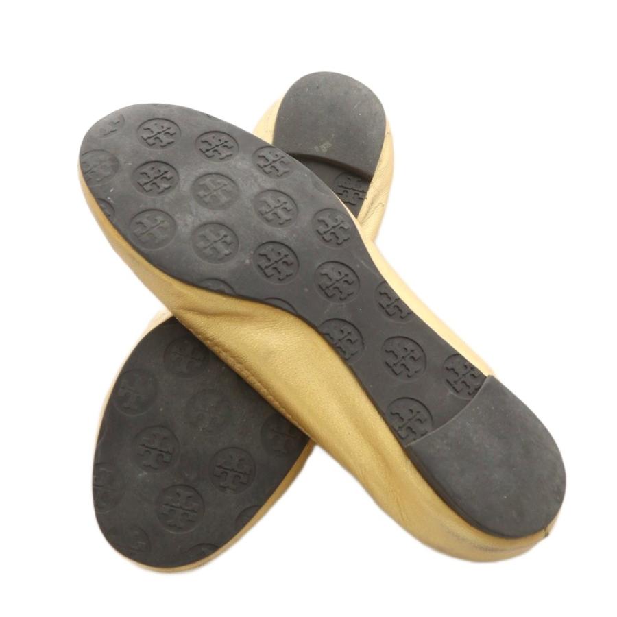 新品未使用【TORY BURCH】ゴールド ラメ フラットシューズ バレエ TORY BURCH トリーバーチ バレエシューズ フラットシューズ ロゴ