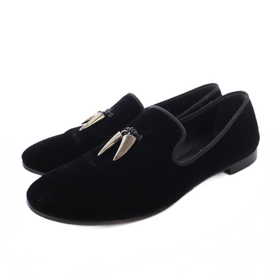 【中古】ジュゼッペザノッティデザイン GIUSEPPE ZANOTTI DESIGN タッセルローファー モカシン ベロア 42 ブラック ジュゼッペザノッティデザイン GIUSEPPE ZANOTTI DESIGN タッセル