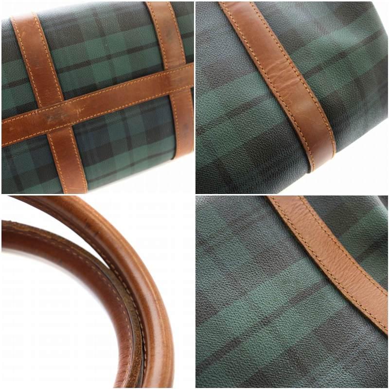 ✨美品✨ポロラルフローレン PVC レザー ミニボストンバッグ グリーンチェック ポロ ラルフローレン ミニボストンバッグ ハンドバッグ チェック