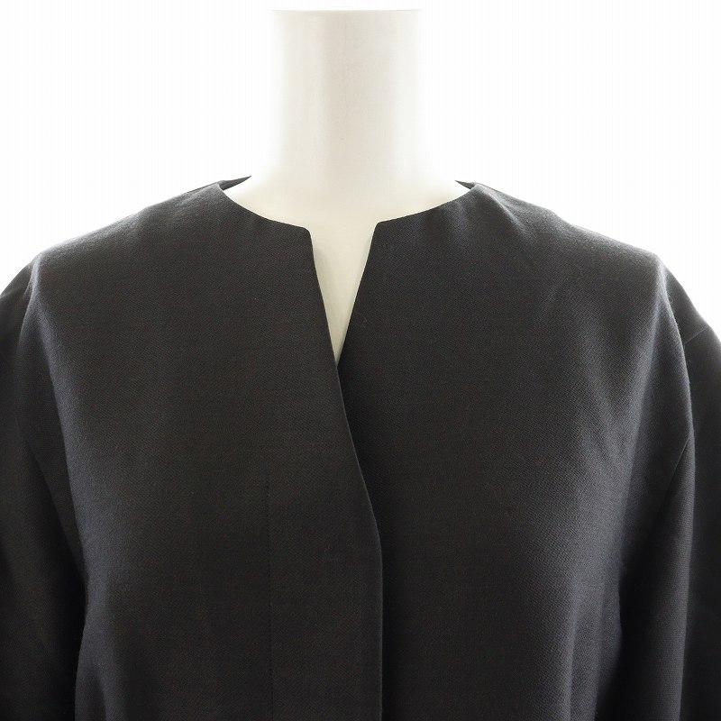【美品】  ebure / エブール | クリアダブルクロス ベルテッドペプラムブラウス シャツ | 36 | チャコールグレー | レディース 未使用品 エブール ebure クリアダブルクロス ベルテッドペプラム