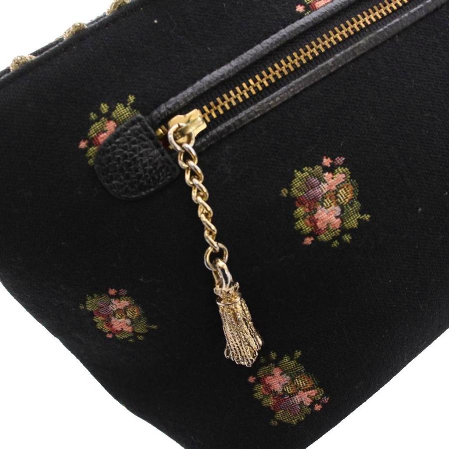 Think Bee! 花柄ビーズバッグ シンクビー! Think Bee ハンドバッグ 刺繍 花柄 ビーズ装飾 黒