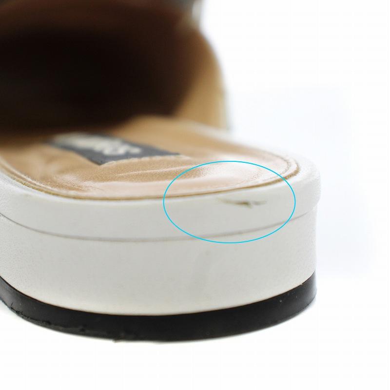 【中古】セルジオロッシ Sergio rossi ミュール レザー サンダル フリンジ 37.5 白 ホワイト /☆G レディース Sergio rossi（セルジオロッシ） ミュール レザー サンダル フリンジ