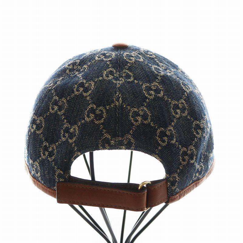 グッチ　キャップ　Sサイズ グッチ×アディダス コットン×レザー キャップ S ブルー AB