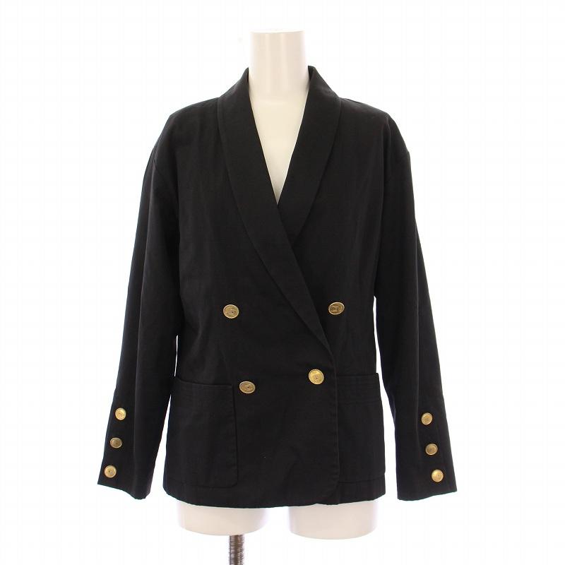 【中古】シャネル CHANEL テーラードジャケット アウター ダブル 総裏地 金ボタン シルク 34 黒 ブラック CHANEL（シャネル） テーラードジャケット アウター ダブル 総裏地 金