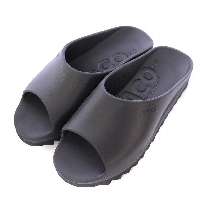 【中古】ハイク HYKE PPACO LUX-2 ラックス2 サンダル ラウンドトゥ 厚底 ロゴ 24cm 黒 ブラック /BB レディース ハイク HYKE PPACO LUX-2 ラックス2 サンダル ラウンドトゥ 厚底 ロゴ