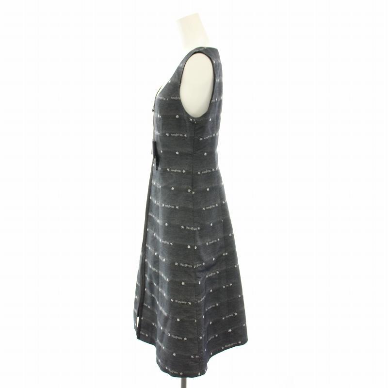 【中古】エムズグレイシー カメリアジップジャンパースカート ひざ丈 ボーダー 36 黒 グレー TD-011132 レディース エムズグレイシー カメリアジップジャンパースカート ワンピース ひざ