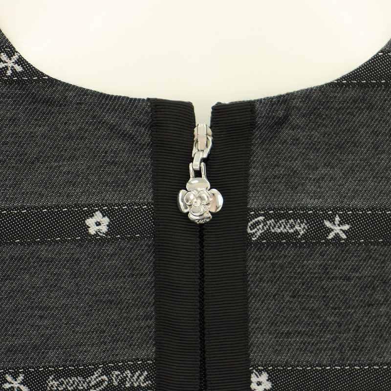 【中古】エムズグレイシー カメリアジップジャンパースカート ひざ丈 ボーダー 36 黒 グレー TD-011132 レディース エムズグレイシー カメリアジップジャンパースカート ワンピース ひざ