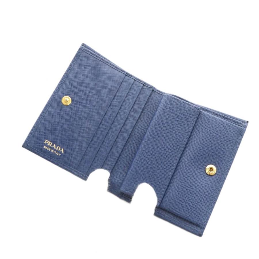PRADA（プラダ） サフィアーノレザー 二つ折り財布 小銭入れ ロゴ 紺