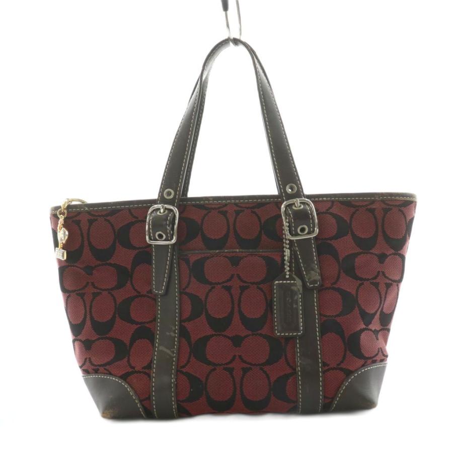 COACH（コーチ） ハンドバッグ シグネチャー キャンバス レッド