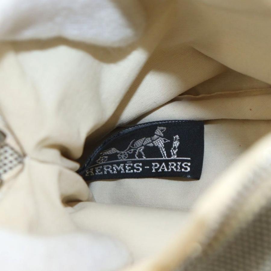 HERMES エルメス ボリードPM ポーチ ロゴ刺繍 キャンバス ベージュ 茶  