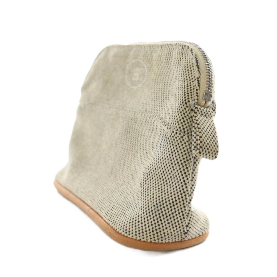 HERMES エルメス ボリードPM ポーチ ロゴ刺繍 キャンバス ベージュ 茶  