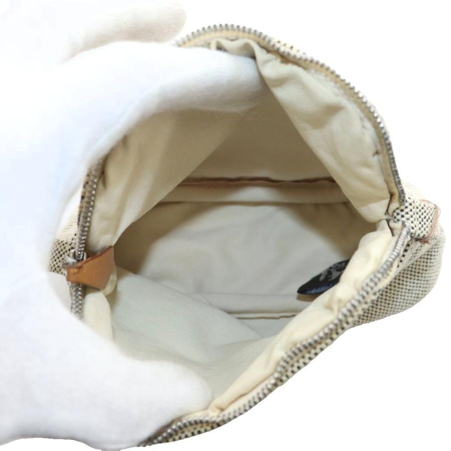HERMES エルメス ボリードPM ポーチ ロゴ刺繍 キャンバス ベージュ 茶  