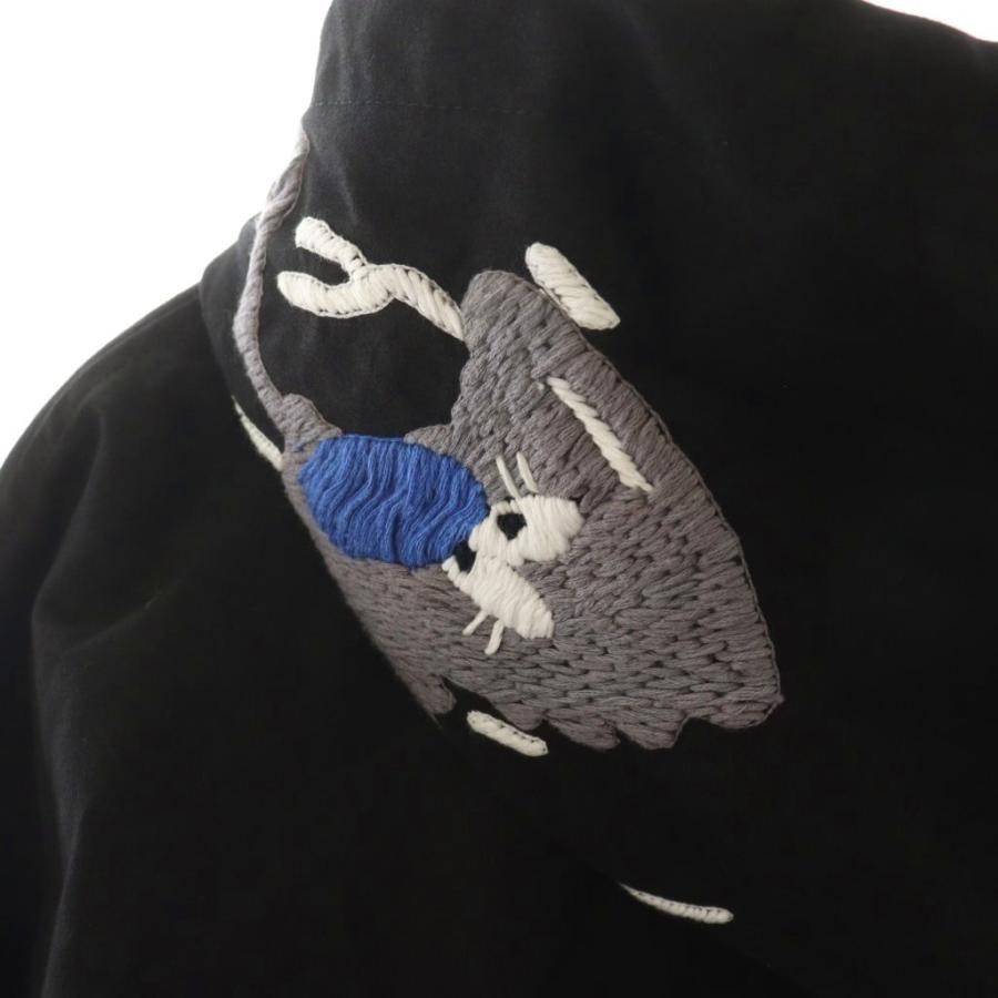 ノマ NOMA パーカー ジップアップ 刺繍 コットン 4 黒 ブラック N32