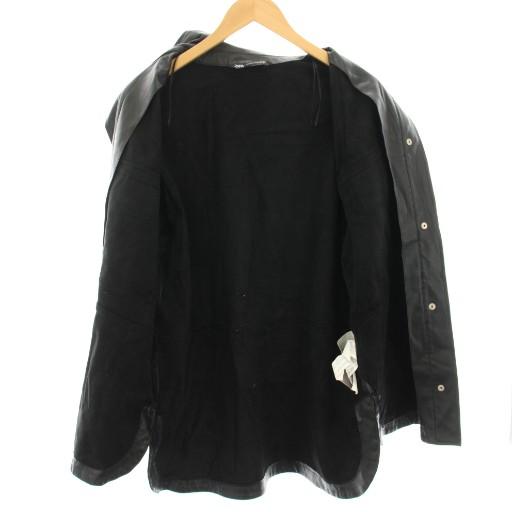 さら ZARA ザラ フェイクレザージャケット ビッグシルエット 裏起毛 M 黒