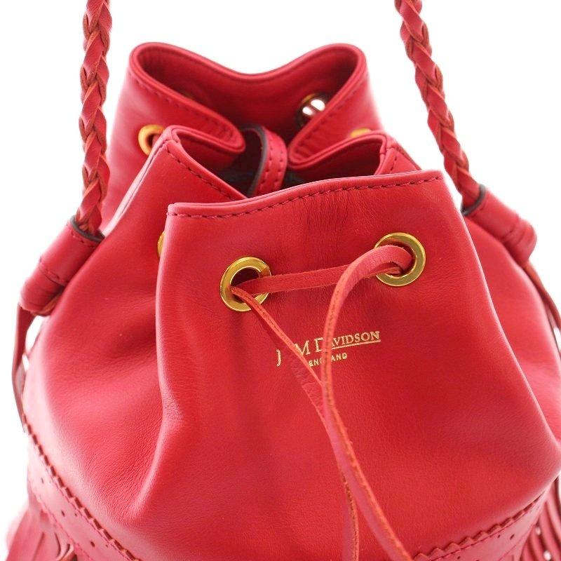 【中古】ジェイ&エムデヴィッドソン J&M Davidson カーニバル ショルダーバッグ フリンジ 巾着 赤 レッド ジェイ&エムデヴィッドソン J&M Davidson カーニバル ショルダーバッグ