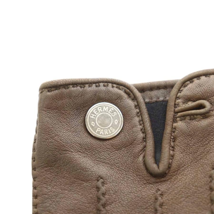【中古】エルメス HERMES セリエ 手袋 レザー 茶 ブラウン /AN9 ■OH レディース HERMES（エルメス） セリエ 手袋 レザー 茶 ブラウン /AN9 □OH