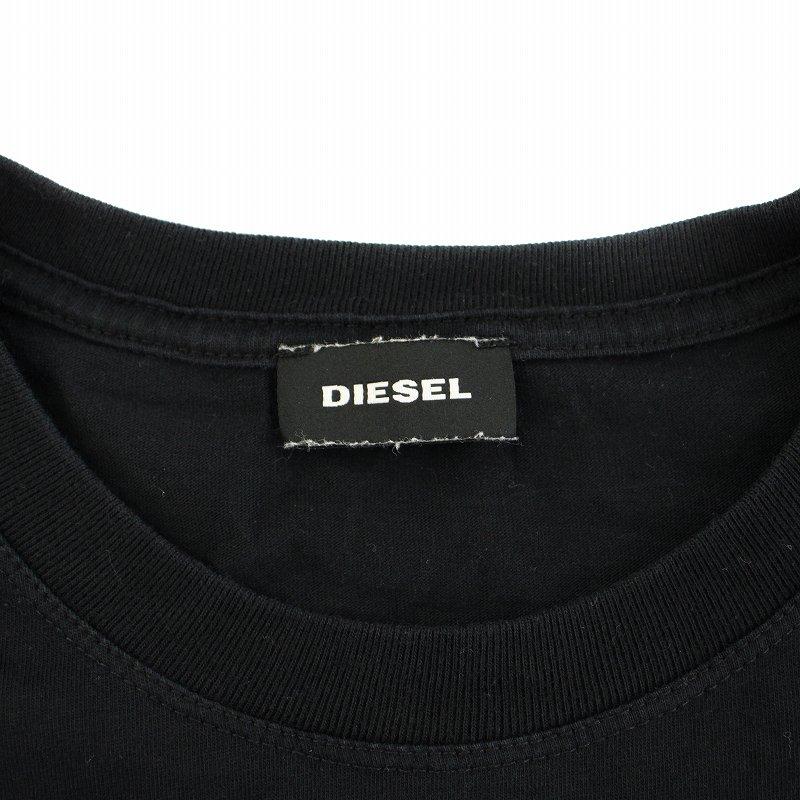 DIESEL ロゴプリント Tシャツ 黒 DIESEL ディーゼル Tシャツ カットソー クルーネック 半袖 ロゴ