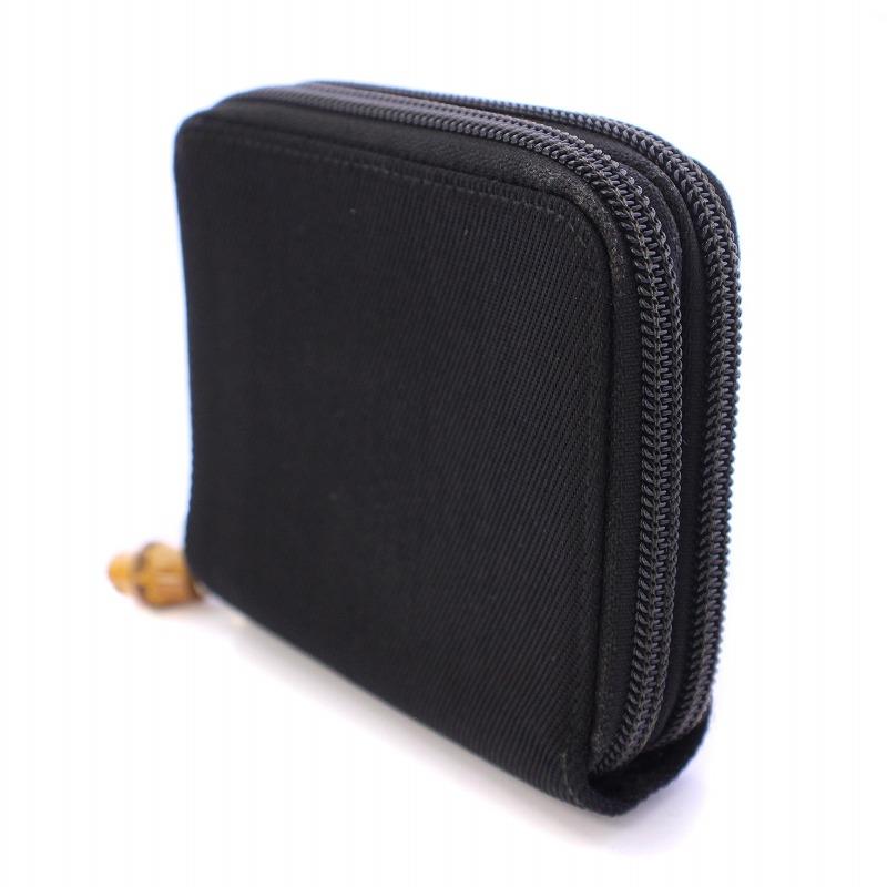 GUCCI バンブー　ブラックレザー 二つ折り財布 GUCCI グッチ バンブー 二つ折り財布 コンパクトウォレット