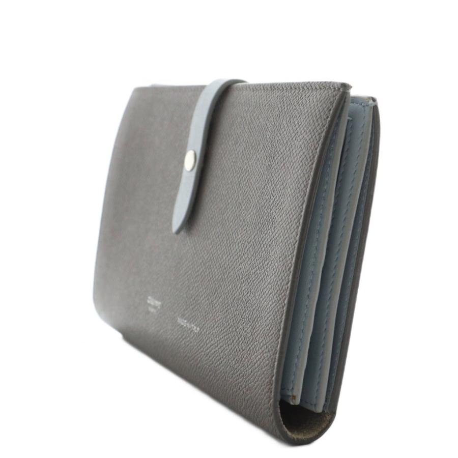 【中古】セリーヌ ラージ マルチファンクション ストラップウォレット 長財布 二つ折り グレー 水色 104873AI5 CELINE（セリーヌ） ラージ マルチファンクション ストラップ