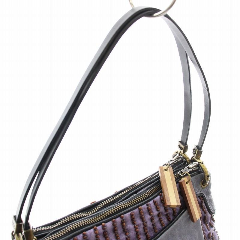 ジャマンピュエッシュ JAMIN PUECH ハンドバッグ ウッドビーズ レザー