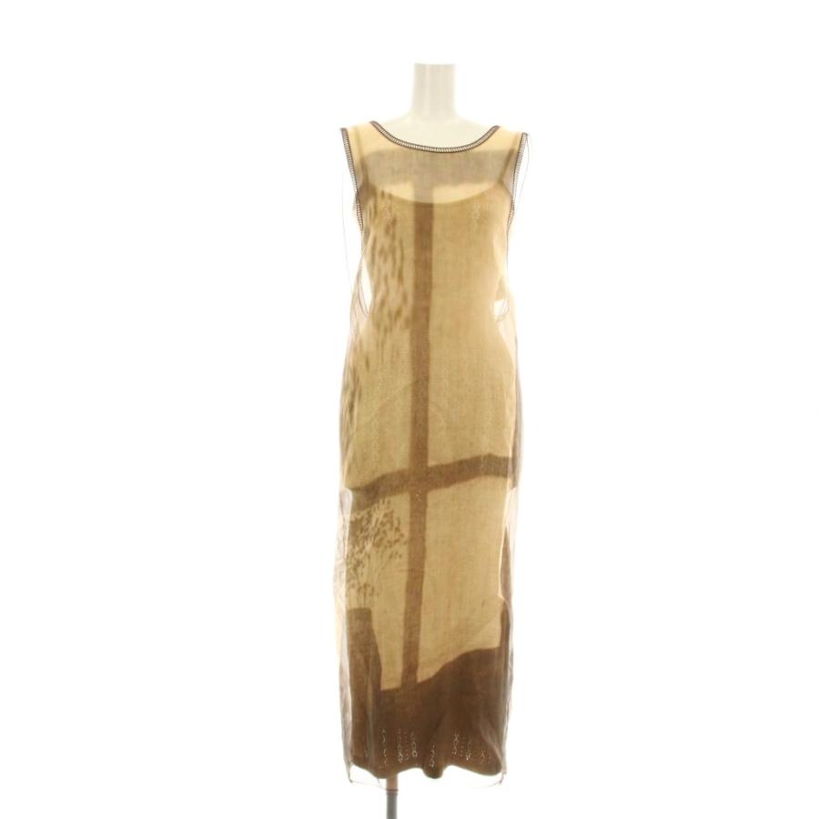 【中古】フェンディ Silk Organza Dress ワンピース マキシ ノースリーブ 総柄 シルク シアー インナーキャミワンピ付 FENDI（フェンディ） Silk Organza Dress ワンピース ロング マキシ