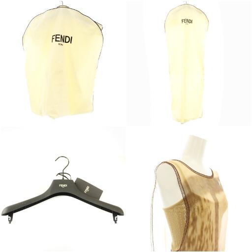 【中古】フェンディ Silk Organza Dress ワンピース マキシ ノースリーブ 総柄 シルク シアー インナーキャミワンピ付 FENDI（フェンディ） Silk Organza Dress ワンピース ロング マキシ