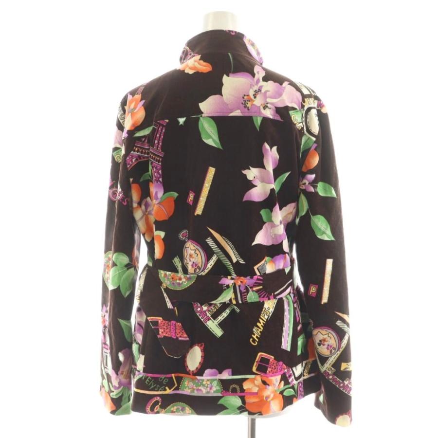 【中古】レオナールスポーツ LEONARD SPORT ジャケット コーデュロイ 花柄 香水柄 ベルト付き 40 マルチカラー レオナールスポーツ LEONARD SPORT ジャケット コーデュロイ 花柄 香水