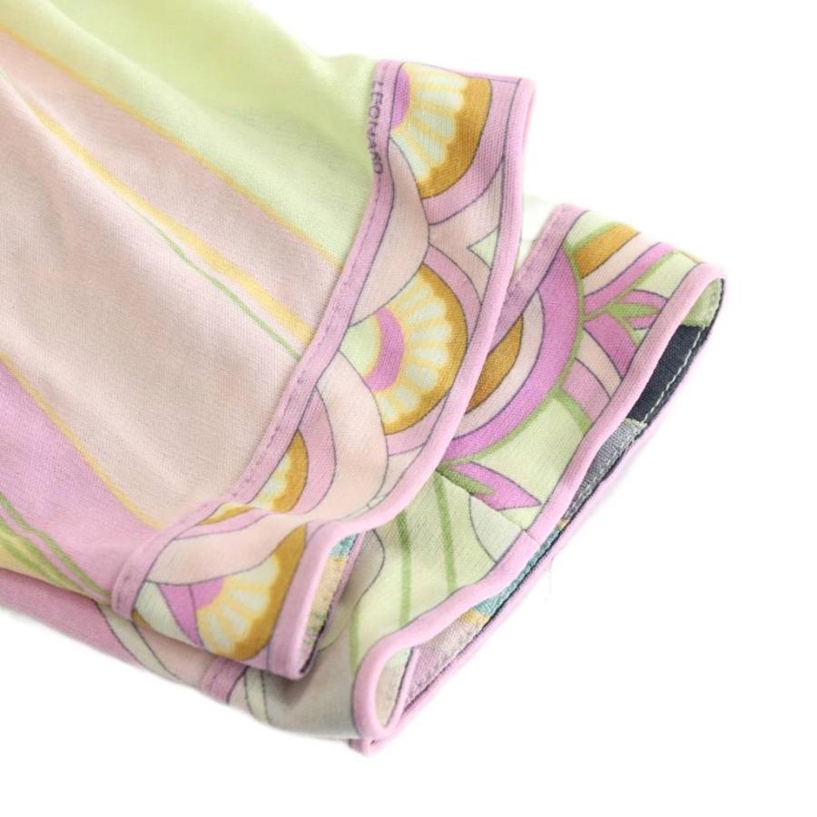 レオナール 長袖ワンピース カシュクール マルチカラー シルク100％ LEONARD（レオナール） ワンピース ロング丈 長袖 カシュクール 総柄